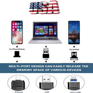 3 in 1 USB 2.0 Flash Drive Memory Stick OTG Pendrive For iPhone PC 2TB 1T U disk