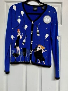 "Rare Christina Rotelli New Years Eve Sweater Sz SM Cardigan Beading/Applique - Picture 1 of 15