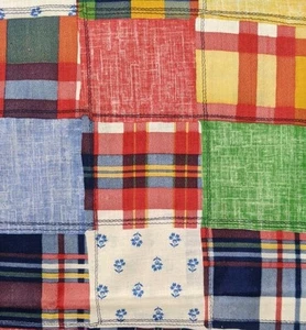 1.5yds 44"W Vtg Patchwork Cheater Quilt Blocks Cotton Fabric Copyright #1322 - Picture 1 of 8