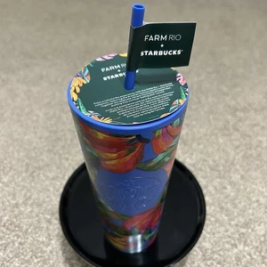 NUEVO vaso Starbucks Farm Rio edición limitada 24 oz verde azul plátano con paja - Imagen 1 de 5