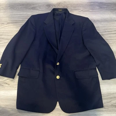 Blazer Abrigo Deportivo Oscar De La Renta 46R Para Hombre Azul Marino Dorado Botón 100% Lana Foto 1 de 4