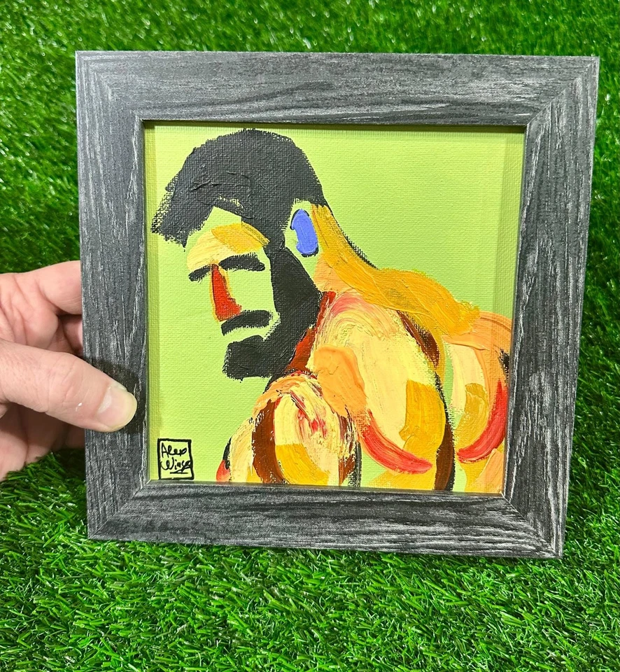 Pintura original enmarcada pequeña 7x7 en arte gay retrato de niño LGBT masculino  Foto 1 de 1