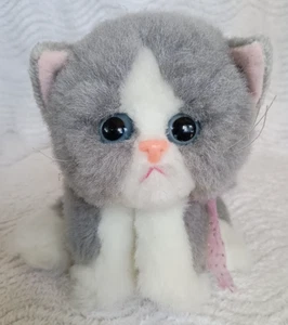 Vintage 1992 Tyco Kitty Kätzchen grau Plüsch Katze rosa Band schnurrt RESTAURIERT - Bild 1 von 9