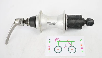 Vintage Shimano Deore XT Rear MTB Hub FH-M750 32h with QR 135mm 8-10 Speed - Image 1 of 4