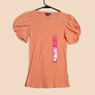 Blusa Vince Camuto Feminina Tamanho XS Tangerina Manga Puff Declaração Casual NOVO Chique - Imagem 1 de 4
