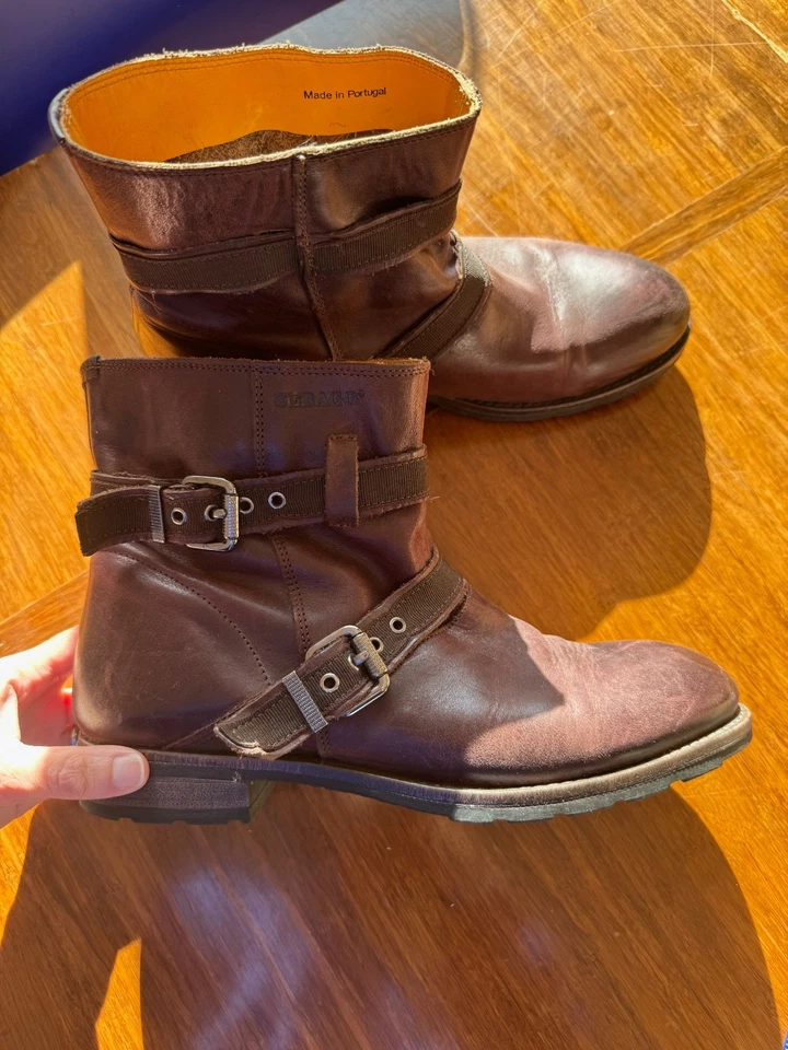 Sebago Laney arnés bota media, cuero rojo-marrón con hebillas, muy raro Foto 1 de 4