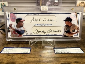 RECLAIM Customs Hank Aaron Mickey Mantle Dual Cut Auto Booklet PSA/DNA 1/1 Card - Picture 1 of 8