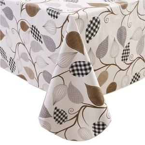Heavy Duty Vinyl Tablecloth with Flannel Backing Waterproof Oil-Proof Plastic... - Picture 1 of 6