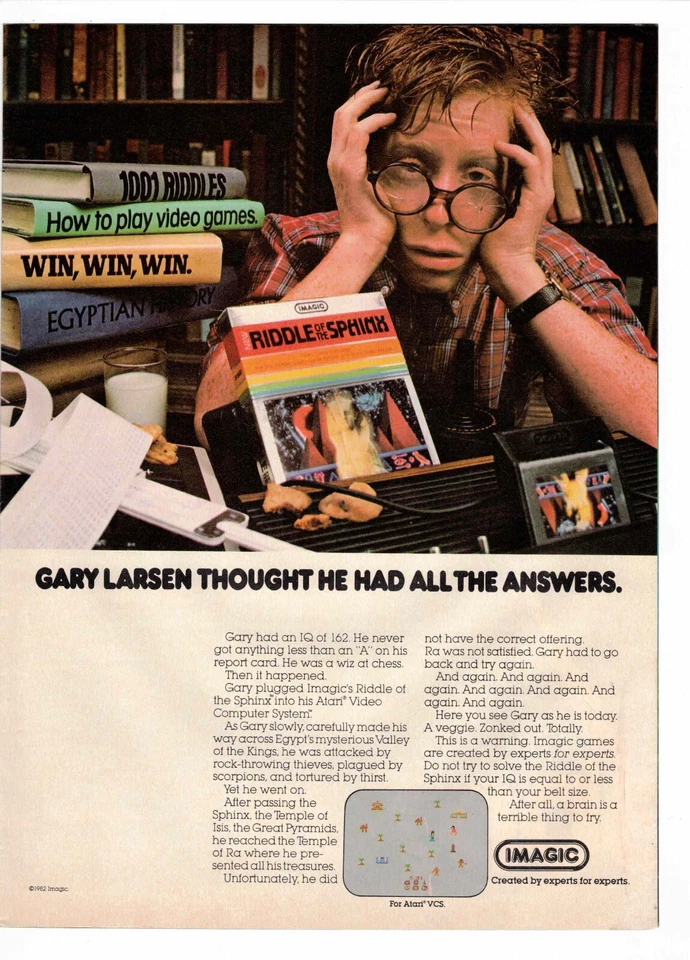 1982 Imagic Riddle of the Sphinx 8" x 11" Vintage Original Print Ad Retro - Image 1 of 1