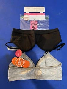 2-Pack Wonder Nation Girls Bralettes T-Shirt Bra Size 30 Gray & Black New - Picture 1 of 6