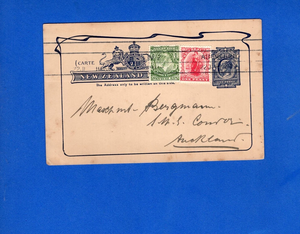 NEW ZEALAND TO INTERNAL POSTAL STATIONERY +  STAMP, VF - Image 1 of 1
