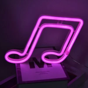 LED Neon Light Music Note Neon Night Light Concert Wall Lamp Party Wall Hanging - Picture 1 of 21