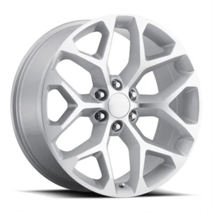 (1) 28" inch Wheel Snowflake Chevy Gmc 28X10+30 6X139.7 (6X5.5) Silver Machined - Picture 1 of 2