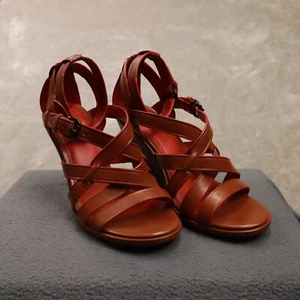 Coach Women's Dawn Saddle Wedge Heels Brown Soft Leather Size 8.5 M - Picture 1 of 13