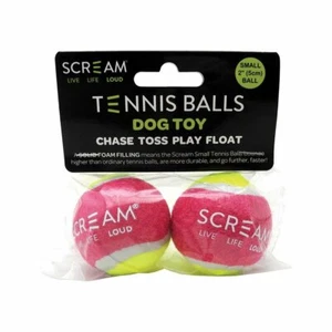 Scream Tennis Ball Dog Toy Loud Green & Pink Small 5cm 2 Pack - Picture 1 of 2