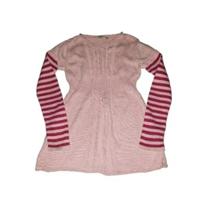 So Wear It Declare It Girls Large Pink White Stripe Cable Knit V-Neck Sweater - Picture 1 of 7