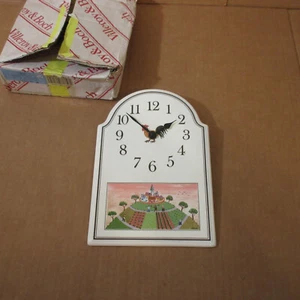 NOS NEW Villeroy & Boch Naif Laplau Farm Porcelain Hanging Wall Clock 10" x 7" - Picture 1 of 8
