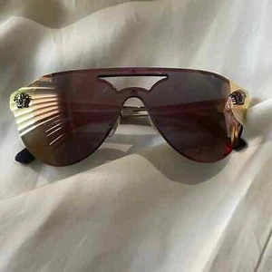 Versace Medusa Rimless Mirrored Shield Sunglasses Authentic For Women's - Picture 1 of 5