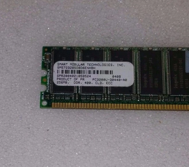 SMART   256MB DDR DDR1 DIMM DDR1 PC3200 400 DDR-400MHZ 184PIN   ECC   - Image 1 of 1