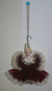 Vintage Christmas Ornament - Victorian Lady Satin and Lace Dress - Excellent! - Picture 1 of 3