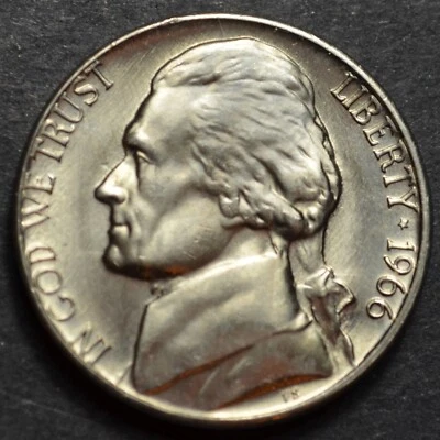 1966 P UNCIRCULATED JEFFERSON NICKEL FROM A SEALED BANK ROLL BUSINESS STRIKE #15 - Image 1 of 2