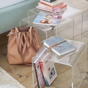Clear Acrylic Perspex Coffee Table, Square Nesting End Table Table Set of 3 - Bild 1 von 9