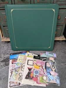 Creative Memories 12x12 Green Gold Trim Coverset ALBUM w/ White Pages + Stickers - Picture 1 of 7