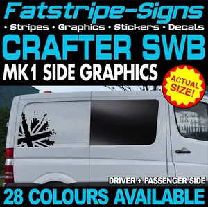 to fit VW CRAFTER SWB UNION JACK STICKERS GRAPHICS CAMPER VAN MOTORHOME - Picture 1 of 2