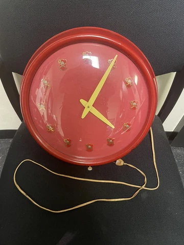 Vintage General Electric Wall Clock Model 2912B RED with Army Unit Crest Pins Cover