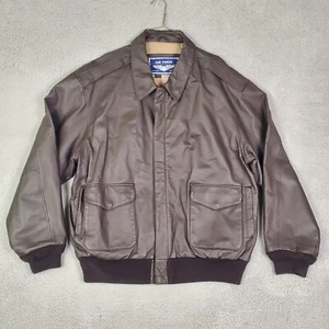 Vintage Air Force Airborne Leather Jacket 2XLT Tall Brown Leather Flight Bomber - Picture 1 of 10