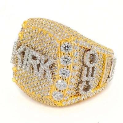 Alianza de boda personalizada enchapada en oro amarillo de 14 quilates con diamantes creados en laboratorio para hombre Foto 1 de 4