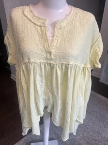 We The Free OVERSIZED Sugar Rush Babydoll Top (yellow) XS - Picture 1 of 5