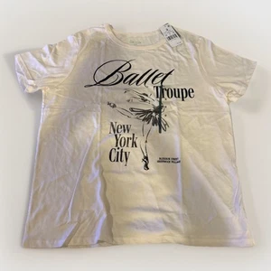 Zoe + Liv Women's Size Small NYC Ballet Short Sleeve Graphic T-Shirt Ivory - Picture 1 of 5