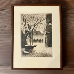 Vtg Lucy Garnot Etching Paris Cluny Signed in Pencil Framed French Art - Picture 1 of 10