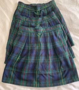 Three Pair Lands' End Plaid Pleated Girls School Uniform Skorts -Size 7 - Picture 1 of 15