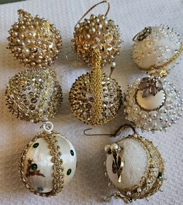 8er SET HANDGEFERTIGTE GOLD PERLEN ORNAMENTE - Bild 1 von 4