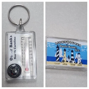 Vintage Lighthouse Outer Banks North Carolina Keychain Temperature Compass - Picture 1 of 13