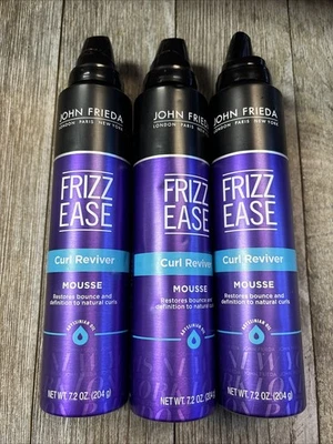 3pk  John Frieda Frizz Ease Curl Reviver Mousse, 7.2 oz Ea. ~Missing Tops - Image 1 of 2