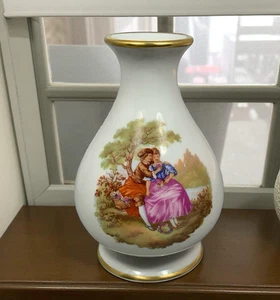 Limoges France Romantic Couple in Park & Walking Vintage Vase 2 Diff Images - Picture 1 of 14