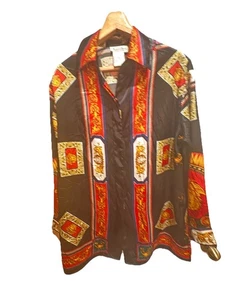 Fred David Women’s Medusa Mythology Polyester Shirt Long Sleeve Blouse Size 12 - Picture 1 of 18