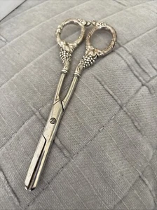 English STERLING SILVER Handle Grape Shears Scissors 6 3/4” - Picture 1 of 9