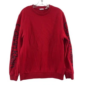 Calvin Klein Men's Red Crew Neck Pullover Sweatshirt Size Large Cotton/Polyester - Picture 1 of 6