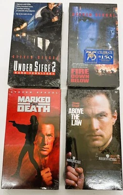 Steven Seagal VHS LOT OF 4 UNDER SIEGE 2-MARKED FOR DEATH-ABOVE THE LAW SEALED! Foto 1 de 4