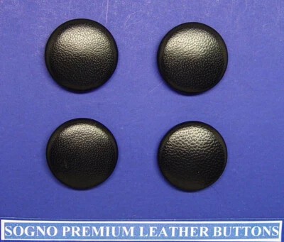 4 MADE IN USA 7/8" black genuine leather covered blazer jacket button metal loop - Image 1 of 4