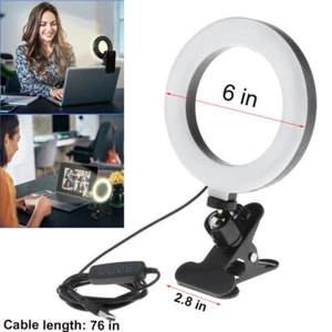 Selfie LED Ring Light 6" with Clip on Stand For YouTube/Tiktok Video Recording - Picture 1 of 10