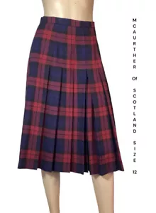 🌻 RARE VINTAGE D McARTHUR OF SCOTLAND PURE WOOL PLEATED PLAID WIDE LEG CULOTTES - Picture 1 of 9