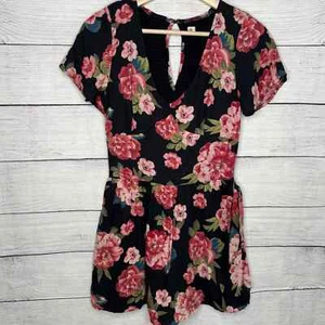 Hollister Floral Print Faux Wrap Romper Skort S - Picture 1 of 13