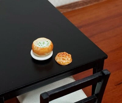 BRIGHT DELIGHTS Dollhouse Bread Bowl with Clam Chowder Soup 1:12 Scale Miniature Food Kitchen