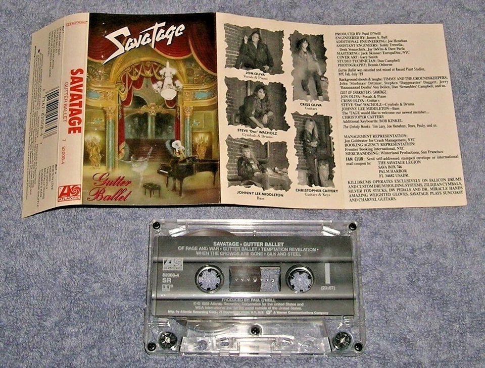 1990 METAL ~ SAVATAGE ~ GUTTER BALLET ~ CASSETTE TAPE ~ LYRICS + BONUS TRACK - Image 1 of 1