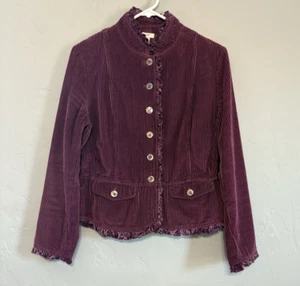 Vintage J Jill Womens Sz Small Purple Corduroy Jacket Romantic Cottage Core - Picture 1 of 5
